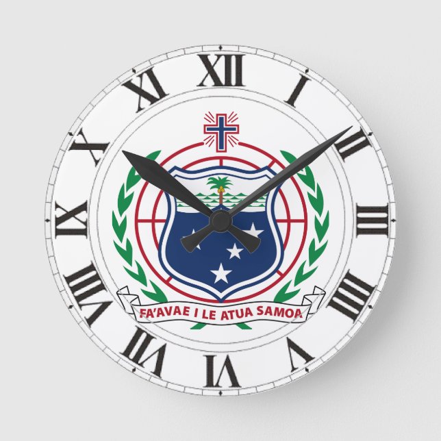 Reloj Redondo Mediano Escudo de armas de Samoa (Anverso)