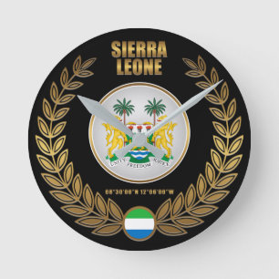 Reloj Redondo Mediano Escudo de armas de Sierra Leona