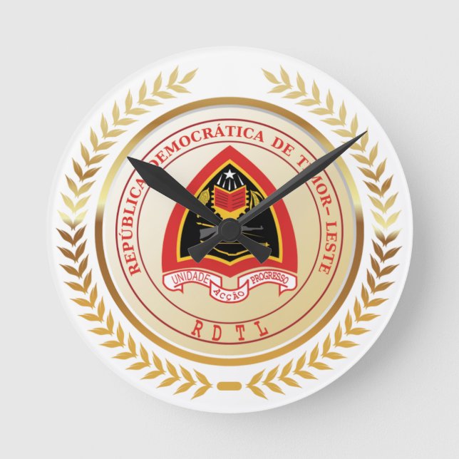 Reloj Redondo Mediano Escudo de armas de Timor Oriental (Anverso)