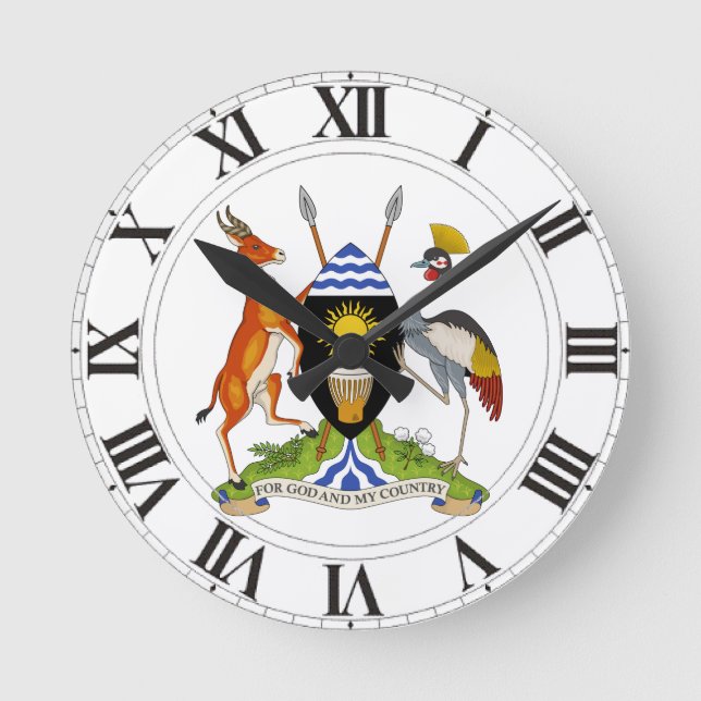 Reloj Redondo Mediano Escudo de armas de Uganda (Anverso)