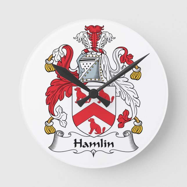 Reloj Redondo Mediano Escudo de la familia de Hamlin (Anverso)