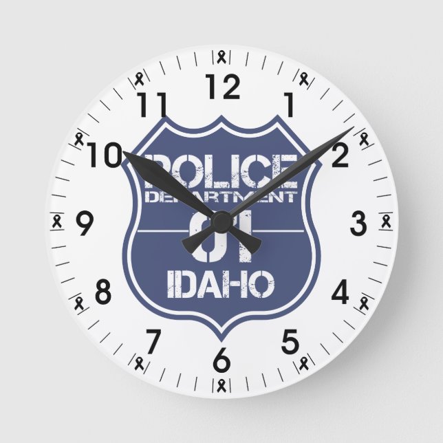 Reloj Redondo Mediano Escudo del Departamento de Policía de Idaho 01 (Anverso)