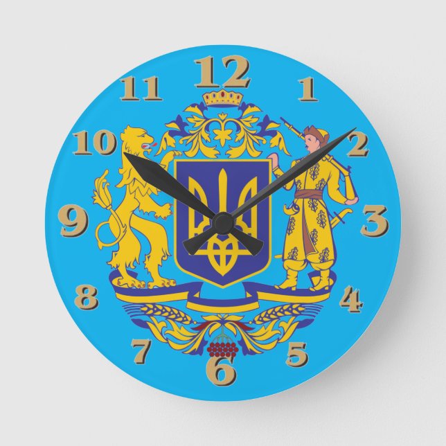 Reloj Redondo Mediano Escudo UCRANIANO (Anverso)
