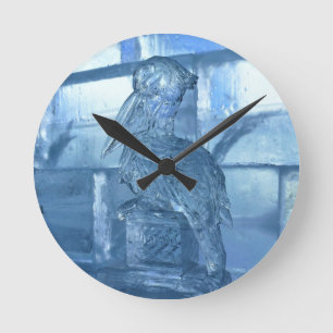 Reloj Redondo Mediano Escultura helada pelicana, Quebec, Canadá