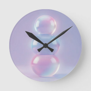 Reloj Redondo Mediano Esferas apiladas pastel iridiscentes soñadoras 