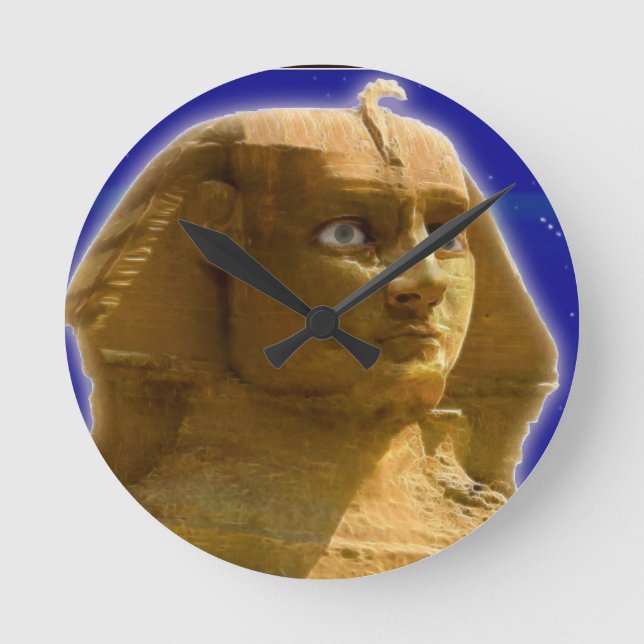 Reloj Redondo Mediano Esfinge egipcio antiguo en diseño de arte de Giza (Anverso)