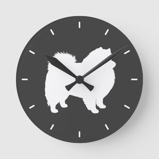 Reloj Redondo Mediano Eskimo Dog Silhouette (Anverso)