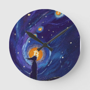 RELOJ REDONDO MEDIANO ESPACIO DE BITCOIN CHICA-CRIPTO