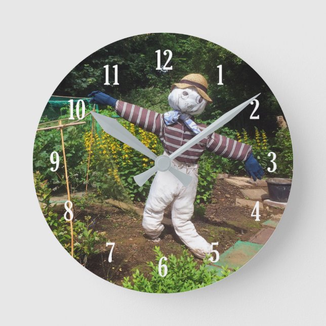 Reloj Redondo Mediano Espantapájaros divertidos (Anverso)