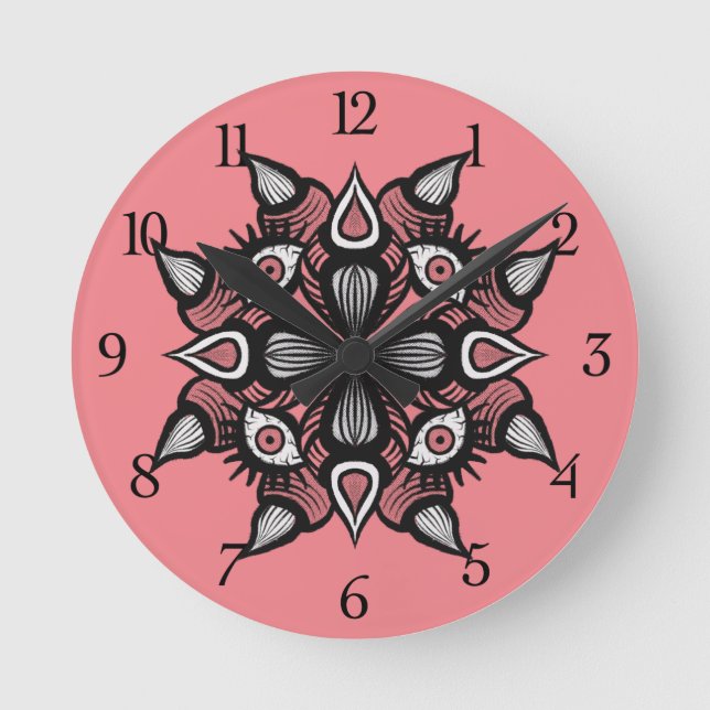 Reloj Redondo Mediano Espectacular arte de terror rosado Creencia Demonó (Anverso)