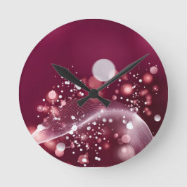 Reloj Redondo Mediano espejo compacto Diseño elegante rosa y blanco