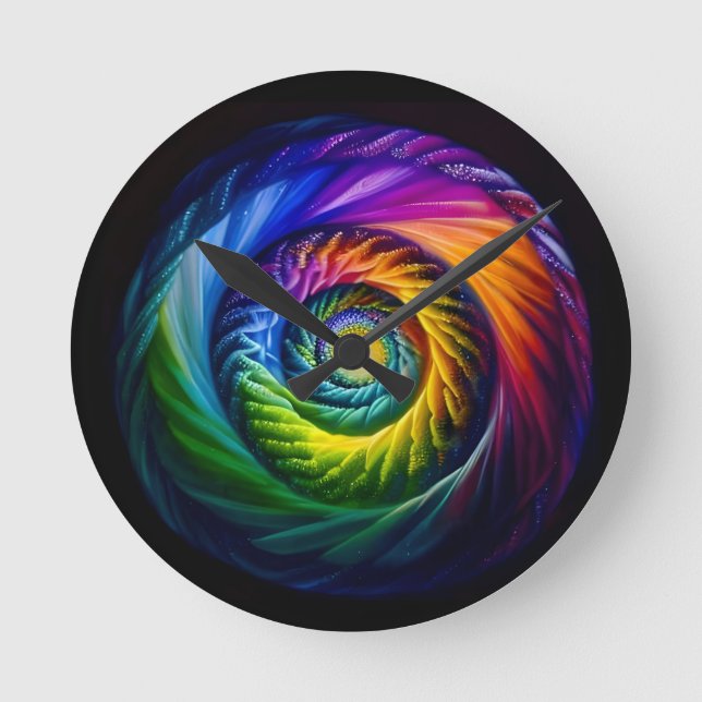 Reloj Redondo Mediano Espiral arcoiris hacia fuera (Anverso)