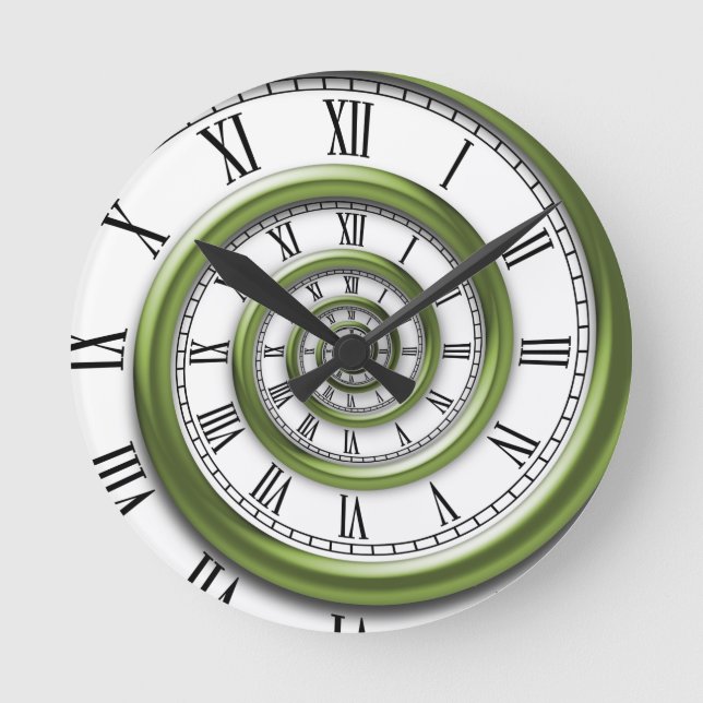 Reloj Redondo Mediano Espiral romana - Verde (Anverso)