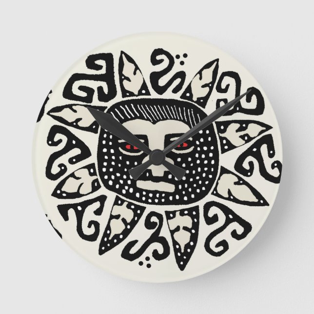 Reloj Redondo Mediano Espíritu Solar Tribal Indio (Anverso)