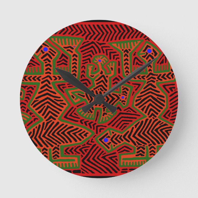 Reloj Redondo Mediano Espíritus mola indios kuna (Anverso)