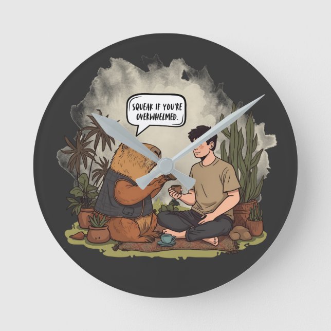 Reloj Redondo Mediano Esqueak de tiempo de terapia con Capibara si estás (Anverso)