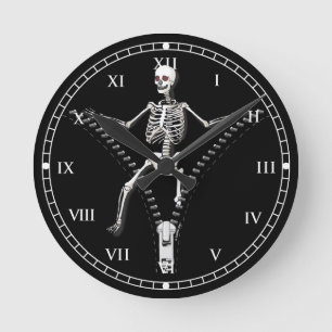 Reloj Redondo Mediano Esqueleto de cremallera