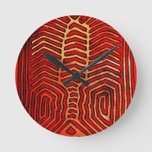 Reloj Redondo Mediano Esqueleto de Langosta Tribal Cuna Indio