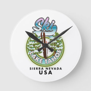 Reloj Redondo Mediano Esquí Lake Tahoe Sierra Nevada EE. UU.