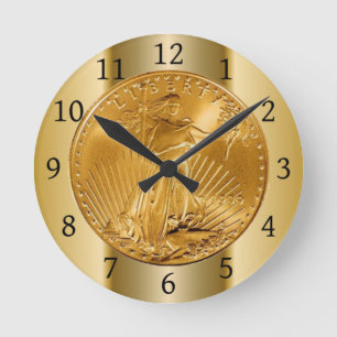 Reloj Redondo Mediano Esta imagen representa una moneda de Eagle del oro