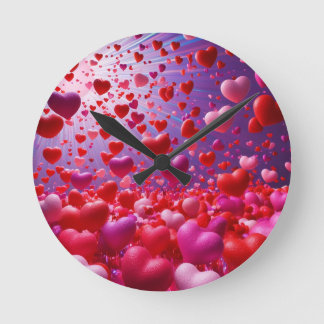 Reloj Redondo Mediano Está lloviendo corazones Wall Clock
