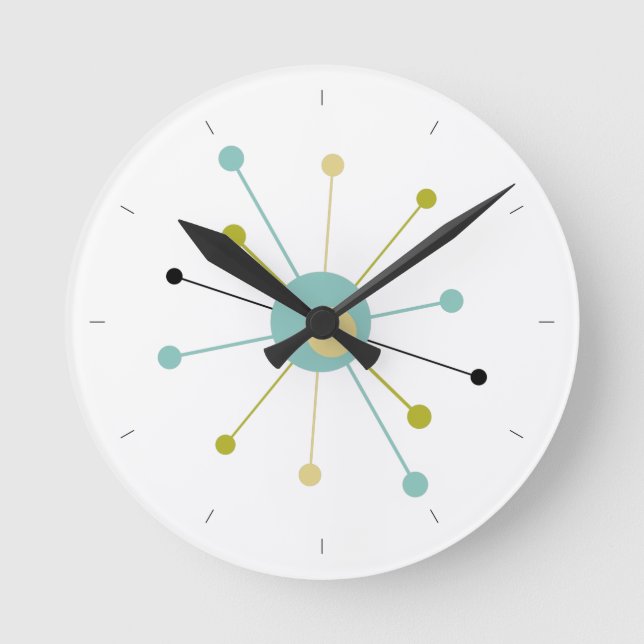 Reloj Redondo Mediano Estallido de la era atómica con líneas a mediados  (Anverso)