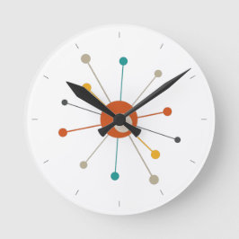 Reloj Redondo Mediano Estallido de la era atómica Verde azulada roja a m