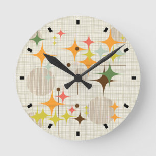 Reloj Redondo Mediano Estallidos de estrellas y globos modernistas de me