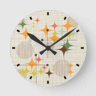 Reloj Redondo Mediano Estallidos de estrellas y globos modernistas de me