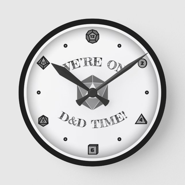 Reloj Redondo Mediano Estamos en D&D Time - GRAY (Anverso)