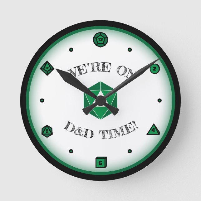 Reloj Redondo Mediano Estamos en D&D Time - VERDE (Anverso)