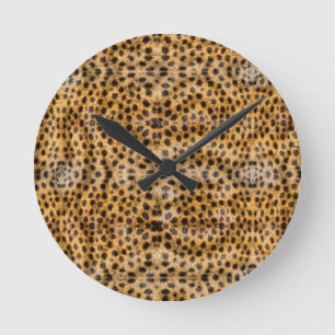 Reloj Redondo Mediano Estampado Animal de Pelo de Guepardo Exótico de Mo