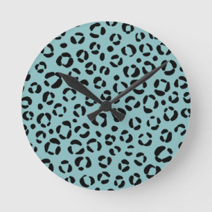 Reloj Redondo Mediano Estampado Animal Verde Azul