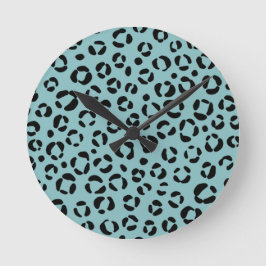 Reloj Redondo Mediano Estampado Animal Verde Azulado