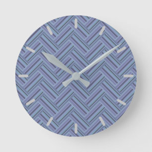 Reloj Redondo Mediano Estampado de doble trama de rayas azul-grises