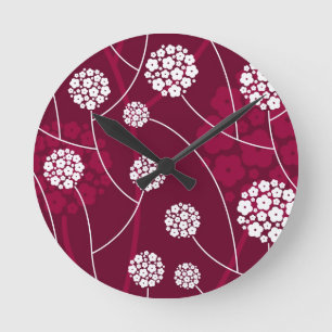 Reloj Redondo Mediano Estampado de flores abstracto