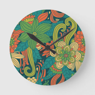 Reloj Redondo Mediano Estampado de flores del verano