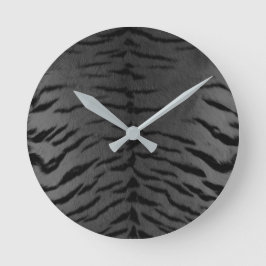 Reloj Redondo Mediano Estampado de piel de tigre gris