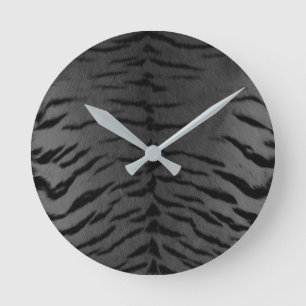 Reloj Redondo Mediano Estampado de piel de tigre gris