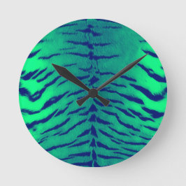 Reloj Redondo Mediano Estampado de piel de tigre verde menta