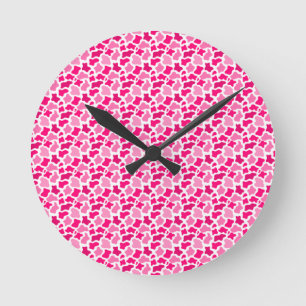 Reloj Redondo Mediano Estampado de vaca rosa en fondo blanco Regalos par