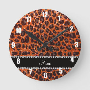 Reloj Redondo Mediano Estampado leopardo anaranjado conocido de encargo