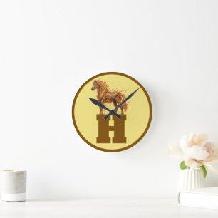 Reloj Redondo Mediano Estampida de Espíritu Salvaje – Arte de Caballos M