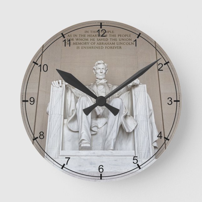 Reloj Redondo Mediano Estatua de Abraham Lincoln (Anverso)