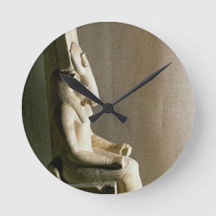 Reloj Redondo Mediano Estatua de dios Montu con la cabeza de un toro, f