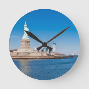 Reloj Redondo Mediano Estatua de la libertad, del río Hudson y de