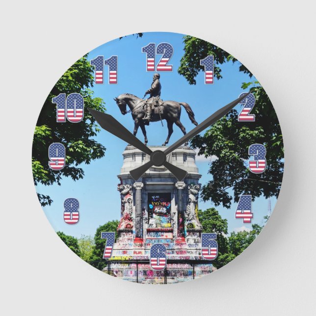 Reloj Redondo Mediano Estatua de Robert E. Lee (Anverso)