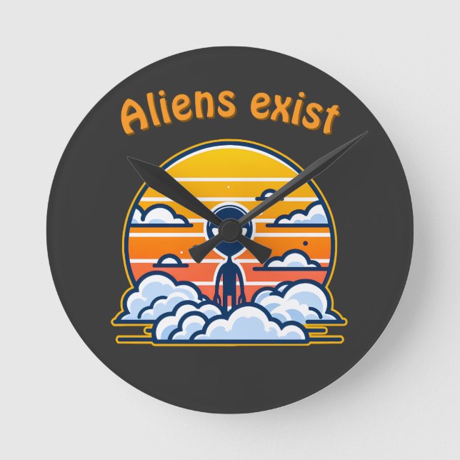 Reloj Redondo Mediano Estética Alien Sunset | Sci-Fi Alien Sunset (Anverso)