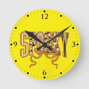 Reloj Redondo Mediano Estética de Halloween Coquette Espeluznante-66166