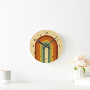 Reloj Redondo Mediano Estética del arcoiris con capas retro-cruovy apaga